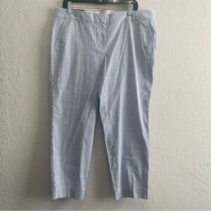 J. Crew Pants Womens 14 Blue White Striped Seersucker City Fit Skimmer